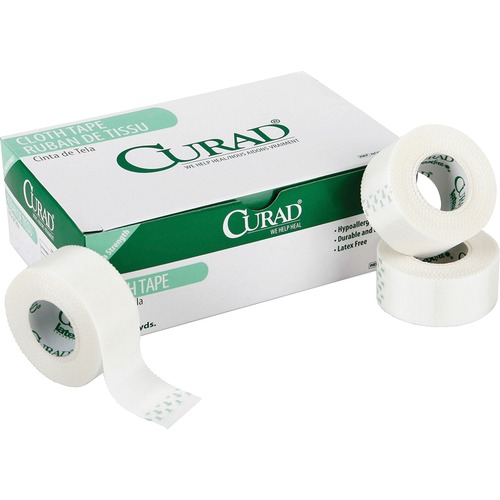 FIRST AID CLOTH SILK TAPE, 1" CORE, 1" X 10 YDS, WHITE, 12/PACK