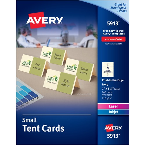 Small Tent Card, Ivory, 2 X 3 1/2, 4 Cards/sheet, 160/box