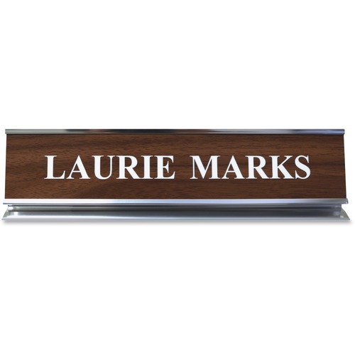 Pedestal Aluminum Desk Sign, 2"x10", Silver Frame