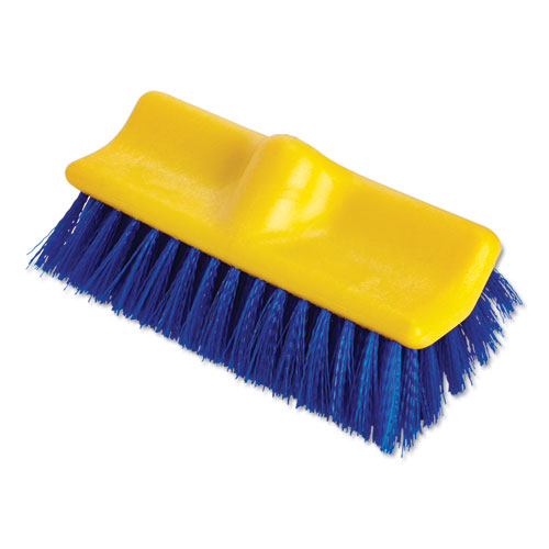 Bi-Level Deck Scrub Brush, Polypropylene Fibers, 10 Plastic Block, Tapered Hole