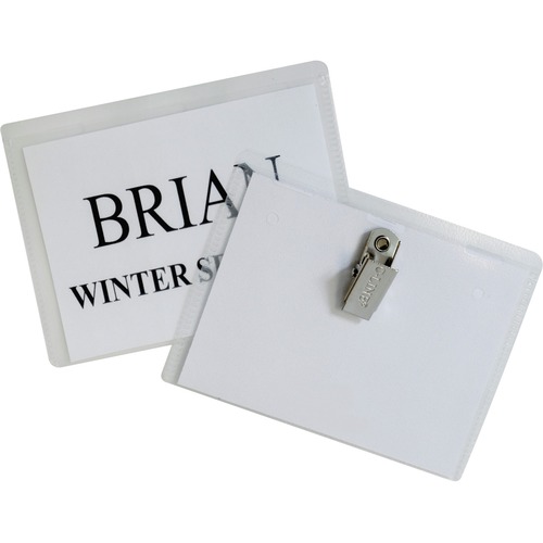 Name Badge Kits, Top Load, 4 X 3, Clear, Clip Style, 96/box