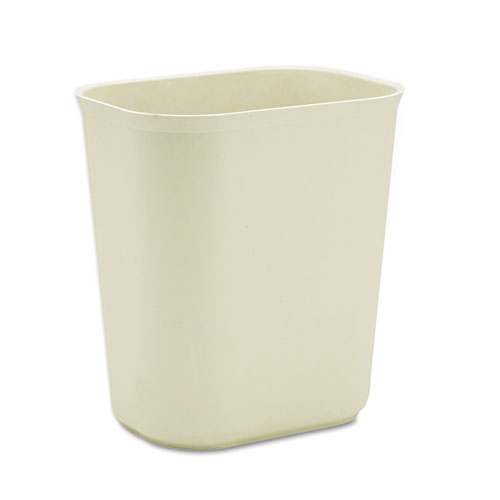 FIRE-RESISTANT WASTEBASKET, RECTANGULAR, FIBERGLASS, 3.5 GAL, BEIGE