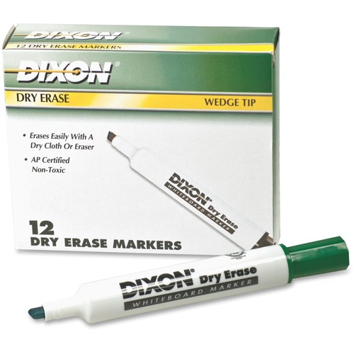 Dry-Erase Markers, Wedge Tip, 12/DZ, Green