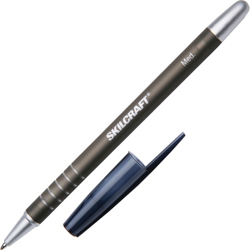 7520013576844, RUBBERIZED REFILLABLE BALLPOINT STICK PEN, BLACK INK, MEDIUM, DZ