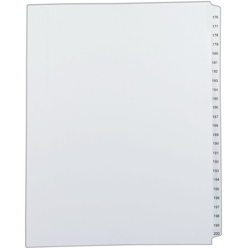 Allstate-Style Legal Exhibit Side Tab Dividers, 25-Tab, 176-200, Letter, White