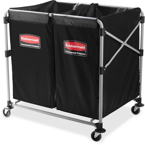 COLLAPSIBLE X-CART, STEEL, 2 TO 4 BUSHEL CART, 24.1W X 35.7D X 34H, BLACK/SILVER