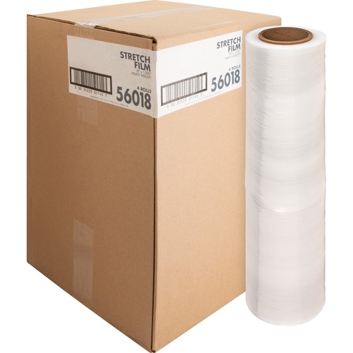 Stretch Wrap Film,Heavyweight,18"x1500' Roll,4/CT,Clear