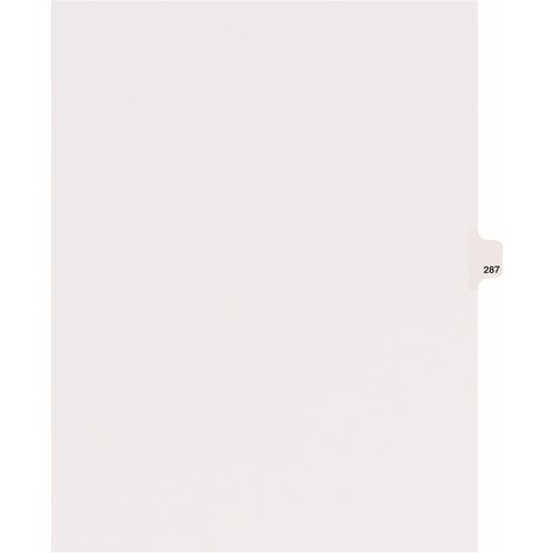 Dividers, "287", Side Tab, 8-1/2"x11", 25/PK, White