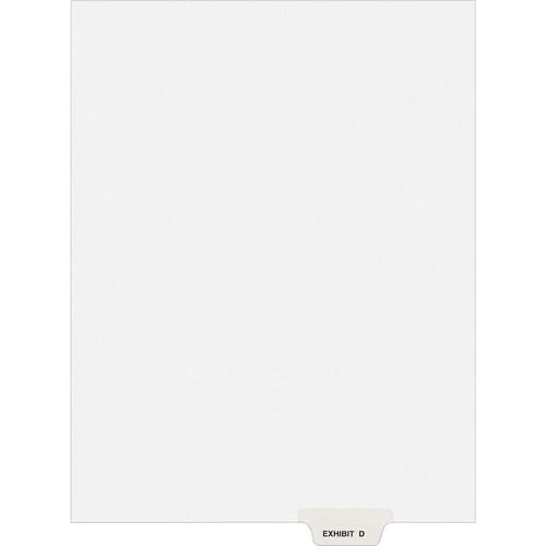 Avery-Style Preprinted Legal Bottom Tab Divider, Exhibit D, Letter, White, 25/pk