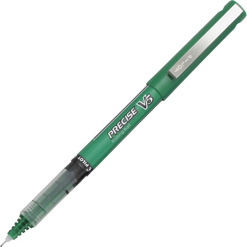 Precise V5 Roller Ball Stick Pen, Precision Point, Green Ink, .5mm, Dozen