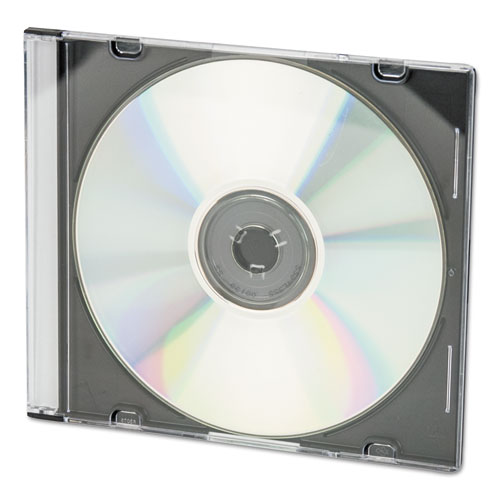 CD/DVD SLIM JEWEL CASES, CLEAR/BLACK, 50/PACK