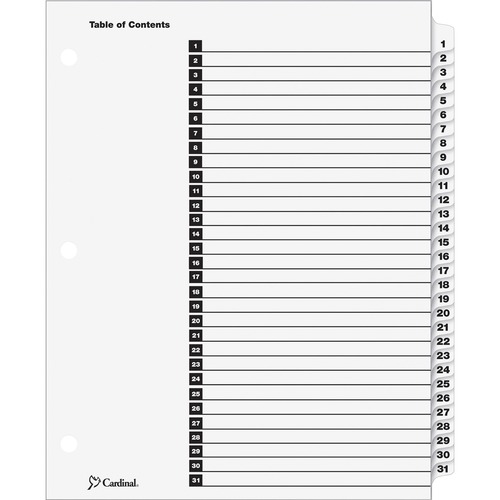 Cardinal  One Step Index System, Daily, 1-31 Tab, Clear
