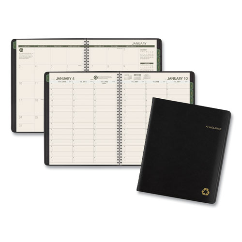 RECYCLED WEEKLY/MONTHLY CLASSIC APPOINTMENT BOOK, 6 7/8 X 8, BLACK, 2019