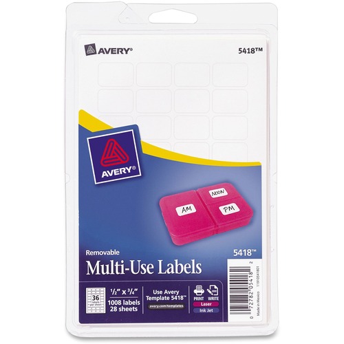 Removable Multi-Use Labels, 1/2 X 3/4, White, 1008/pack