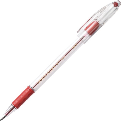 R.s.v.p. Stick Ballpoint Pen, 1mm, Trans Barrel, Red Ink, Dozen