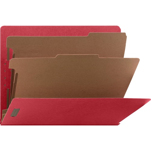 Classification Folders, End Tab, Ltr, 2-Div, 10/BX, Red