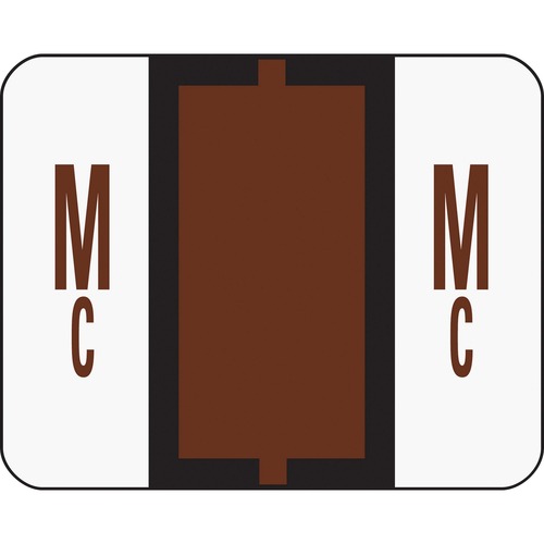 A-Z Color-Coded Bar-Style End Tab Labels, Letters Mc, Brown, 500/roll