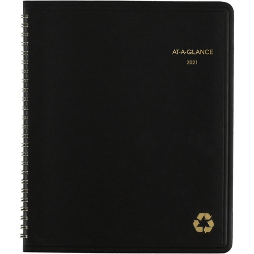 RECYCLED MONTHLY PLANNER, 6 7/8 X 8 3/4, BLACK, 2019