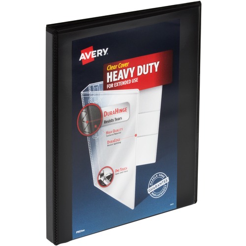 HEAVY-DUTY VIEW BINDER W/ DURAHINGE AND LOCKING ONE TOUCH SLANT RINGS,1/2",BLACK