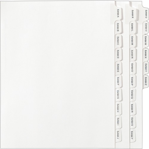 Allstate-Style Legal Exhibit Index Dividers, 25-Tab, Exhibit A-Z, Letter, White