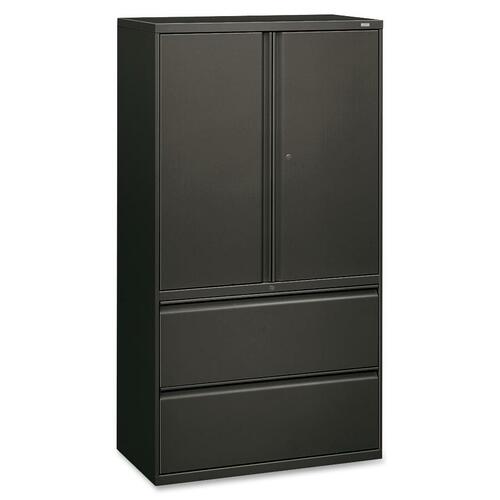 Lateral File,w/ Storage,2-drawer,36"x19-1/4"x67",Charcoal