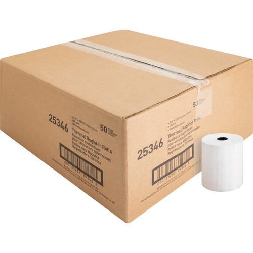 Thermal Paper Roll, 3-1/8"x230', 50/CT, White