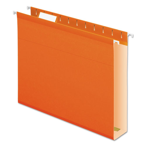 Reinforced 2" Extra Capacity Hanging Folders, 1/5 Tab, Letter, Orange, 25/box