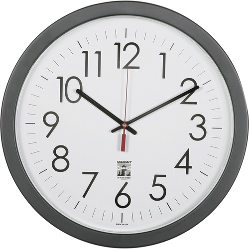 6645016238823, SELF-SET WALL CLOCK, 14 1/2", WHITE FACE, BLACK