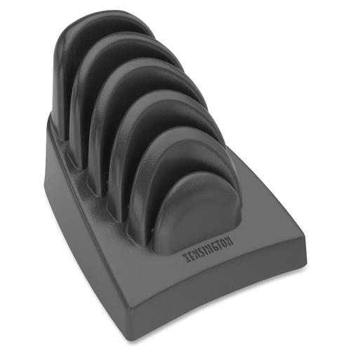 Insight Priority Puck Five-Slot Desktop Copyholder, Plastic, Dark Blue/gray