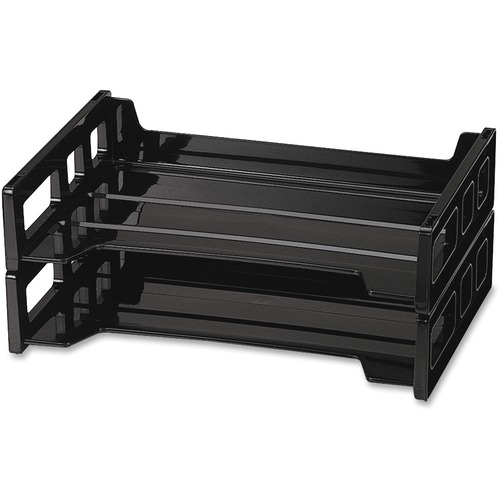 Stackable Desk Trays,Side Load,13-3/16"x9"x2-3/4",2/PK,Black