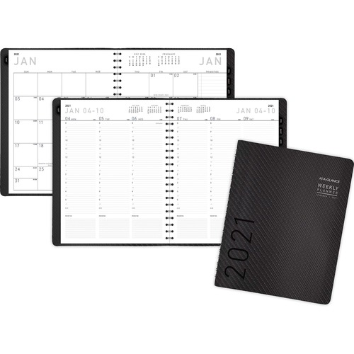 CONTEMPORARY WEEKLY/MONTHLY PLANNER, COLUMN, 8 1/2 X 11, GRAPHITE COVER, 2019