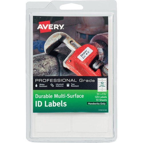 Durable Multi-Surface Id Labels, 3/4 X 1 3/4 , White, 120/pack
