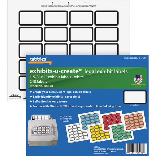 Custom Labels, 1-5/8"x1", 240/ Sheet, 240/PK, White