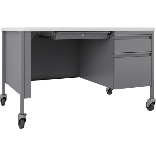 Desk, Right-Pedestal, Mobile, 48"x30"x29-1/2", WE/Platinum