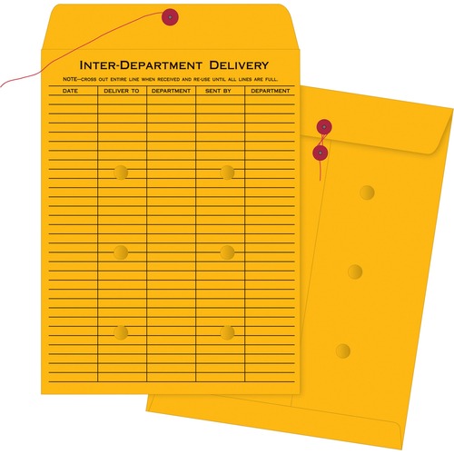 Inter-Dept Envelopes,Str/Button,32lb, 10"x13", 100/BX, BKFT