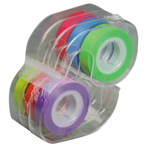 Removable Highlighter Tape, 1/2" X 720", Assorted, 6/pk