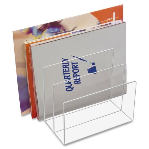 CLEAR ACRYLIC DESK FILE, 3 SECTIONS, LETTER TO LEGAL SIZE FILES, 8" X 6.5" X 7.5", CLEAR