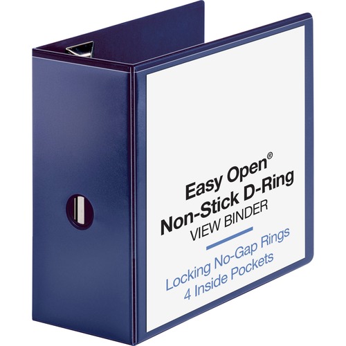 View Binder, D-Ring, 5" Capacity, 11"x8-1/2", Navy