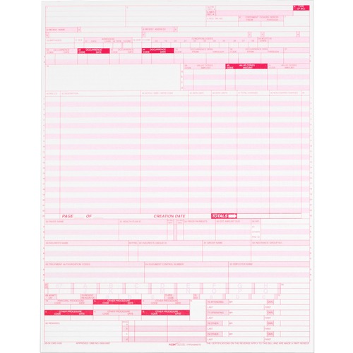 Ub04 Hospital Insurance Claim Form, 8 1/2 X 11, Laser Printer, 2500 Forms