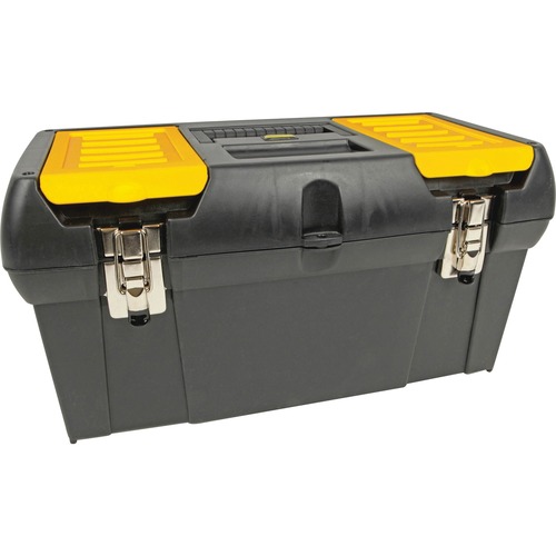Heavy-duty Tool Box,19-1/4"x10-1/4"x9-3/4",Black/Yellow