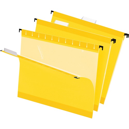 COLORED REINFORCED HANGING FOLDERS, LETTER SIZE, 1/5-CUT TAB, YELLOW, 25/BOX