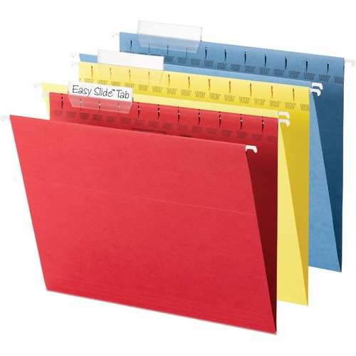 TUFF HANGING FOLDER WITH EASY SLIDE TAB, LETTER, ASSORTED, 15/BOX