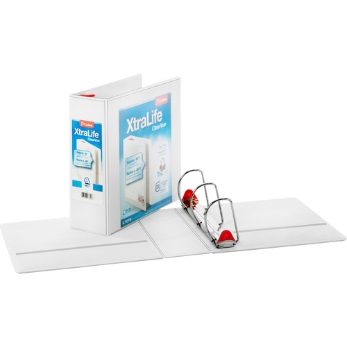 XTRALIFE CLEARVUE NON-STICK LOCKING SLANT-D RING BINDER, 3 RINGS, 4" CAPACITY, 11 X 8.5, WHITE