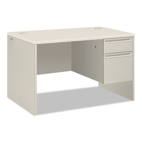 38000 Series Single Pedestal Desk, 48" Wide, Right, Silver Mesh/light Gray