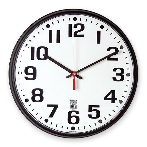 6645015573148, SELF-SET WALL CLOCK, 12 3/4", WHITE FACE, BLACK