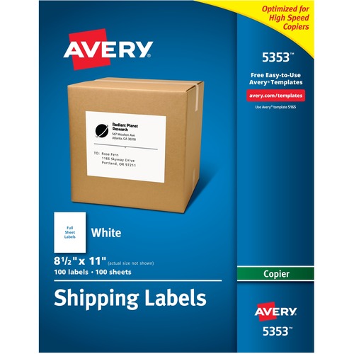 Copier Full-Sheet Labels, 8 1/2 X 11, White, 100/box