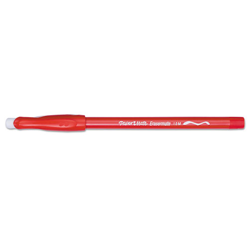 Eraser Mate Ballpoint Stick Erasable Pen, Red Ink, Medium, Dozen