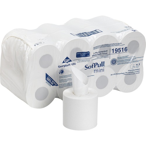 Sofpull Mini Centerpull Bath Tissue, 5 1/4 X 8 2/5, 500 Sheets, 16 Rolls/carton