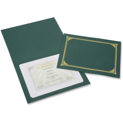 7510016272961, GOLD FOIL DOCUMENT COVER, 12 1/2 X 9 3/4, GREEN, 6/PACK