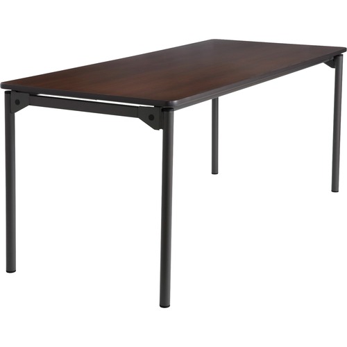 Maxx Legroom Rectangular Folding Table, 72w X 30d X 29-1/2h, Walnut/charcoal